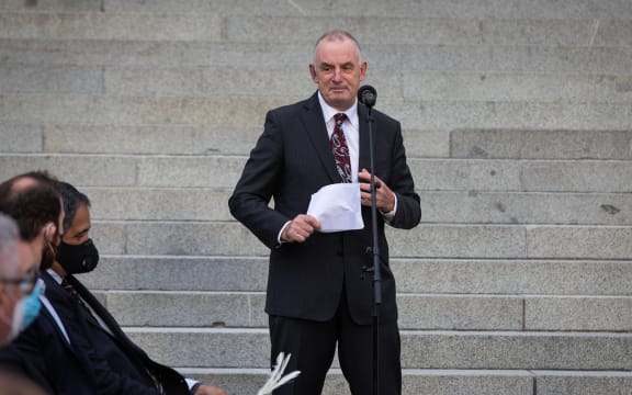 Speaker Trevor Mallard on Parliament's steps