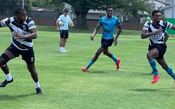 The Fiji men's sevens team train in Oita.