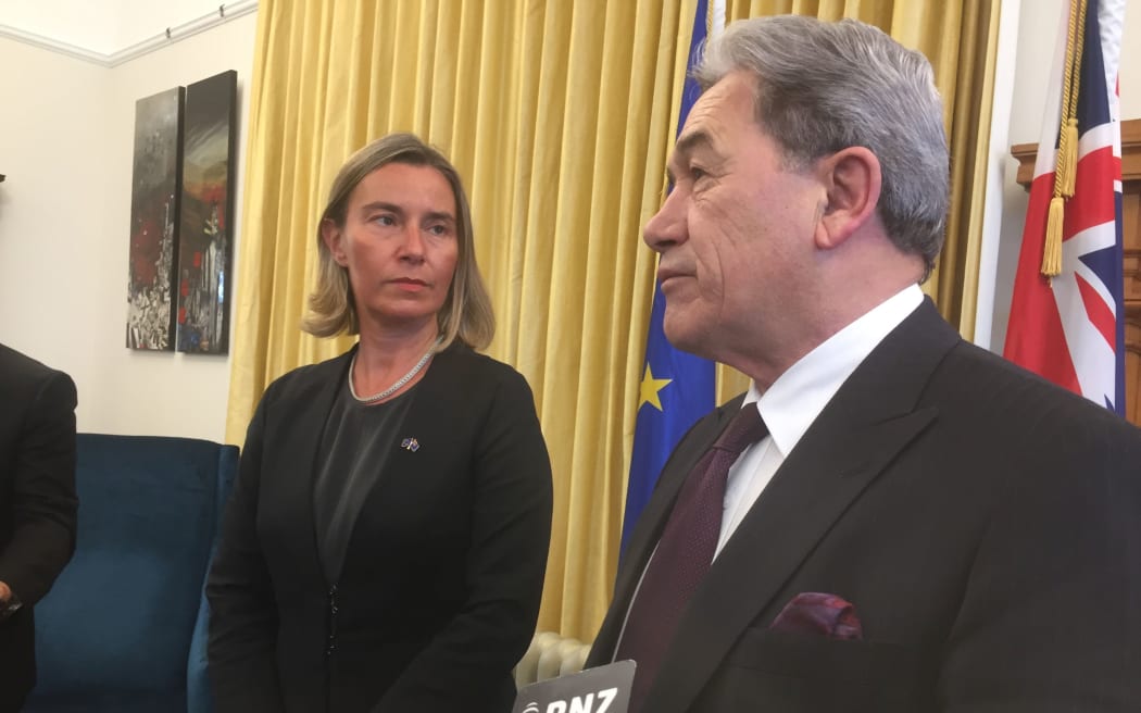 Federica Mogherini and Winston Peters.