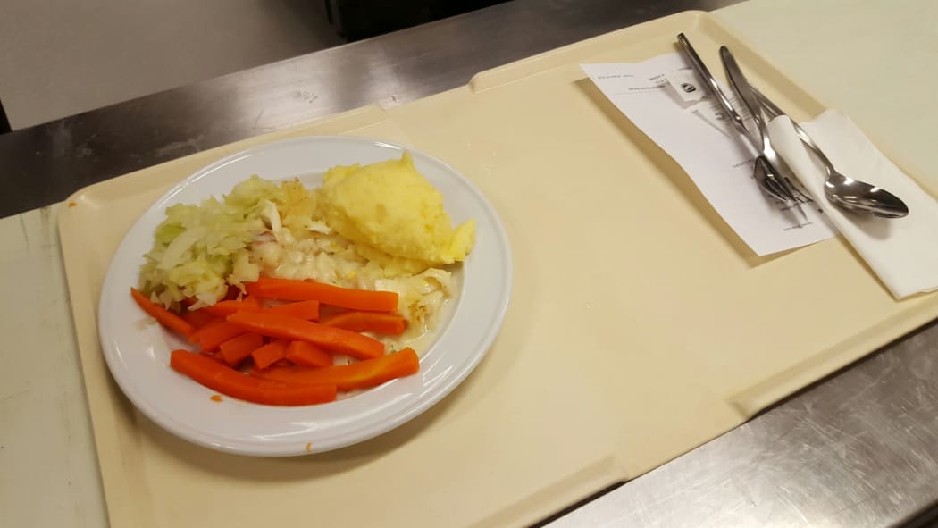 A meal served up by Compass at Dunedin Hospital on 28 April 2016.