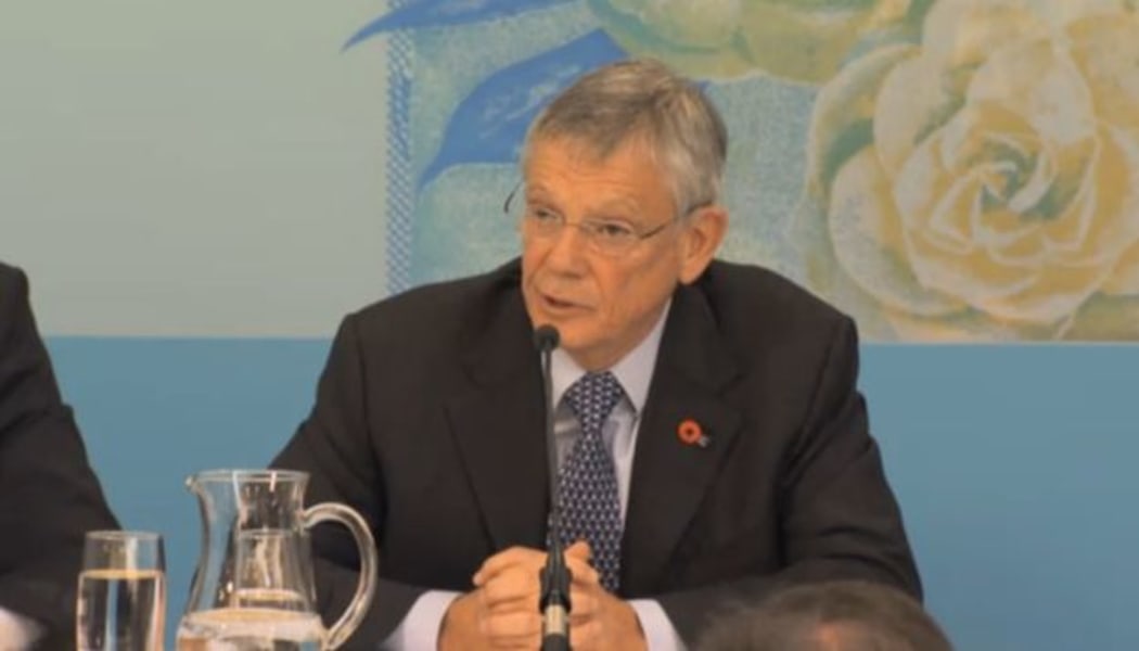 Reserve Bank Governor Graeme Wheeler speaking to media after the announcement.
