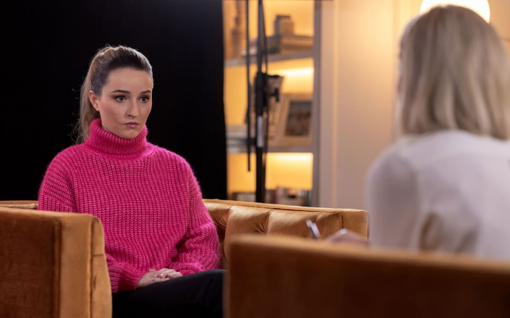 US actress Kaitlyn Dever plays the Belle Gibson character during the infamous 60 Minutes interview in Netflix's Apple Cider Vinegar.