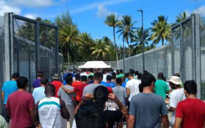 Protest action at the Manus Island detention centre, 25-8-17.