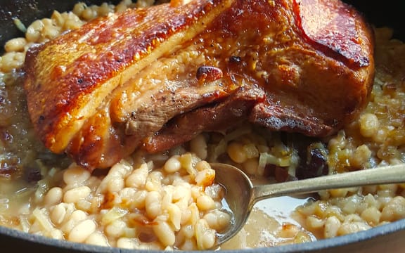 Pork Belly with Boston Baked Beans