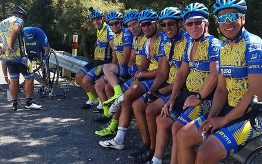 USO cyclists taking a break
