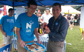 Tim van de Molen, right, with young nats and t sauce