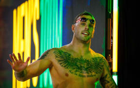 Australia’s Kyle Chalmers reacts following the men's 100m freestyle final during the Australian Swimming Trials at the Brisbane Aquatic Centre on June 13, 2024.