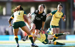 Portia Woodman in action for the Black Ferns against the Wallaroos in their first Test in October 2016