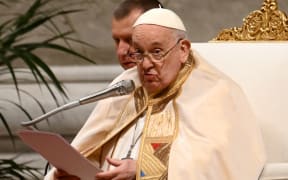 Pope Francis speaks during a mass at St Peter’s Basilica for the Feast of the Presentation of the Lord on February 2, 2024 in The Vatican. (Photo by Alberto PIZZOLI / AFP)
