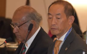 Ratu Epeli Nailatikau and Takeshi Kasai at the 5th Asia-Pacific Parliamentarian Forum on Global Health.