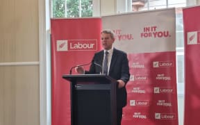 Labour leader Chris Hipkins speaking at the party's immigration announcement on 23 September, 2023.