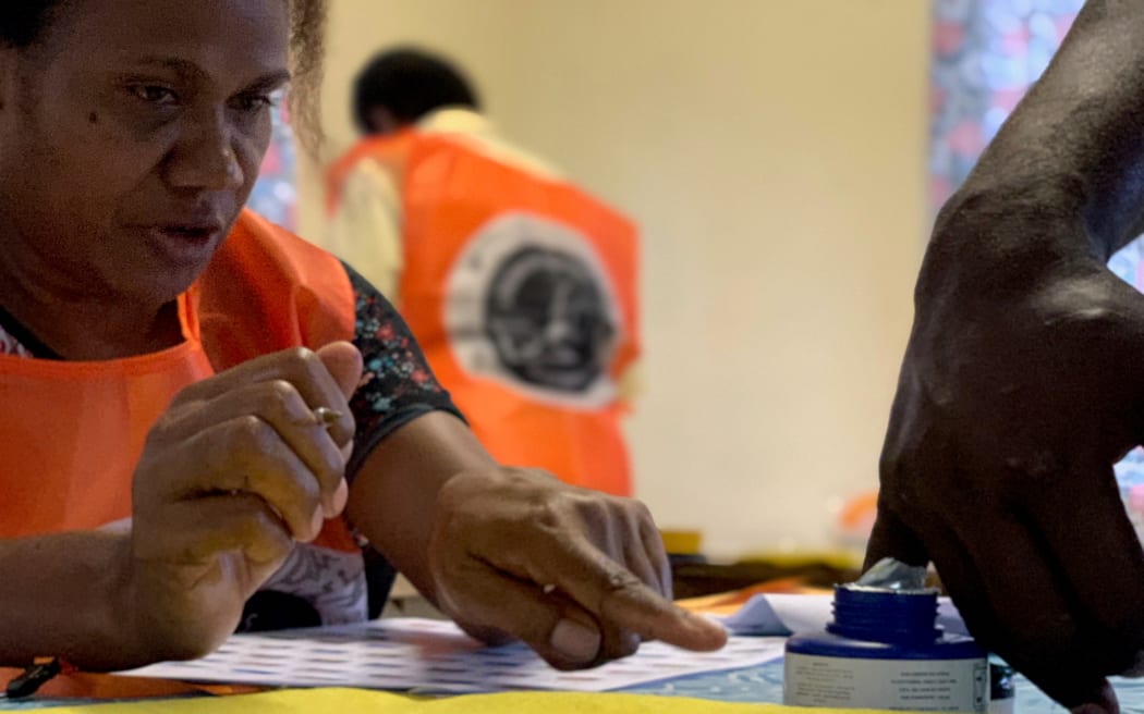 A voting station in the Solomon Islands