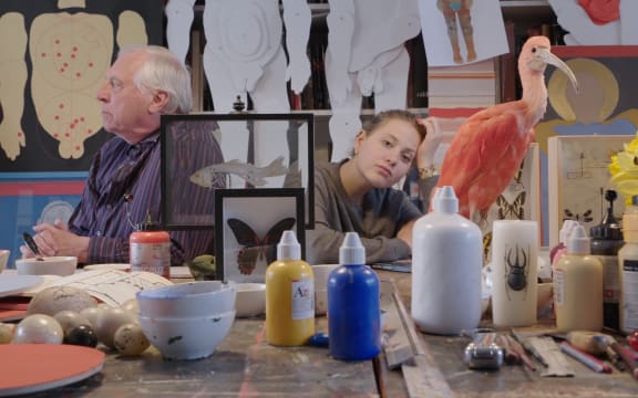 Peter Greenaway and his daughter Pip in a scene from The Greenaway Alphabet.