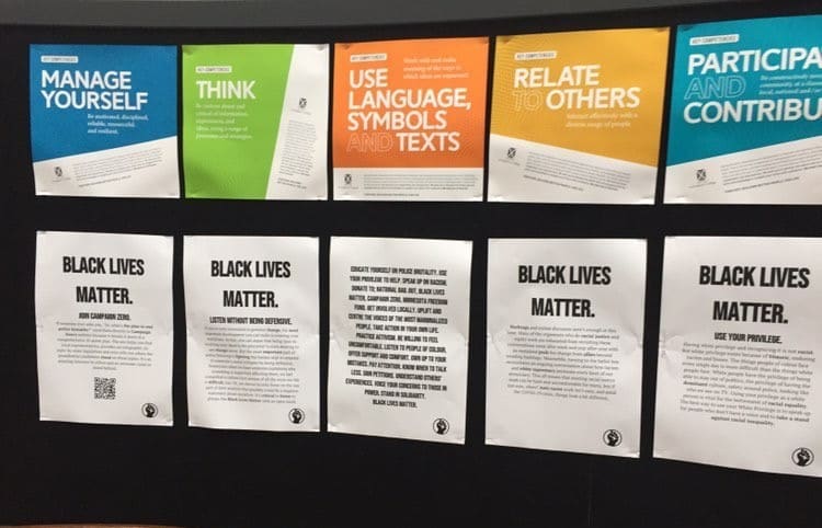 Students at St Andrew's College in Christchurch had been putting up posters to raise awareness of the Black Lives Matter movement.