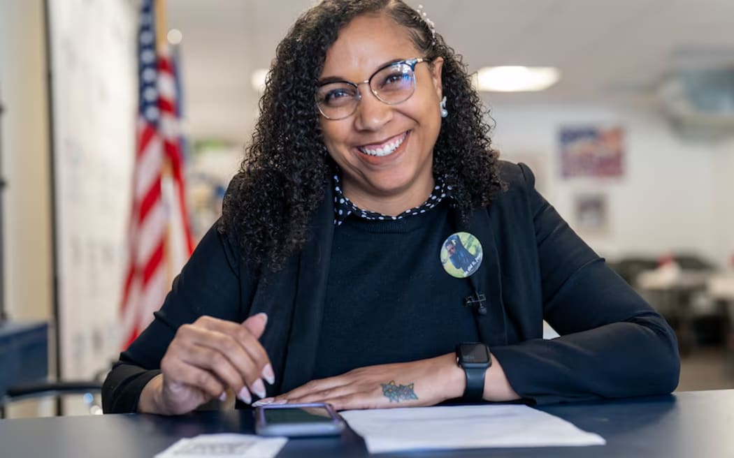 Erica Sampson campaigned for Kamala Harris in her home state of South Carolina. ( ABC News: Bradley McLennan )