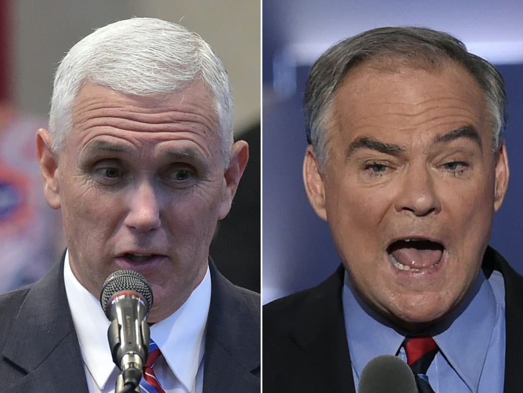 Republican vice presidential nominee Mike Pence, left, and Democrat vice presidential nominee Tim Kaine, right.