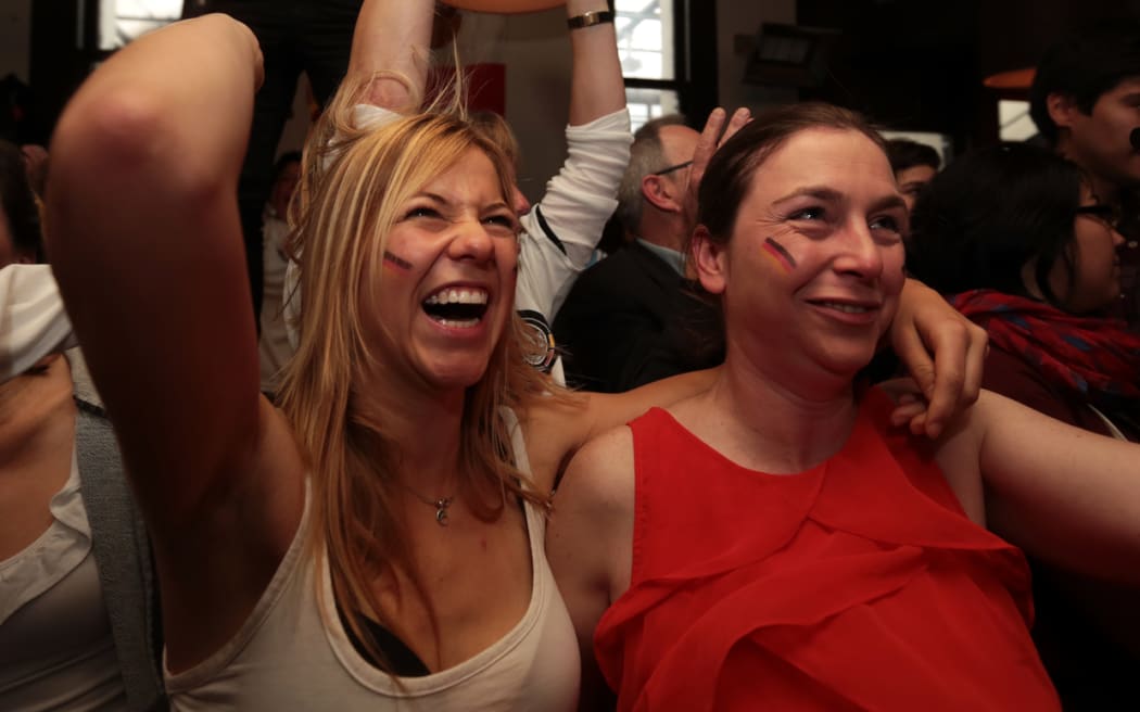 Germany fans in a Wellington bar.