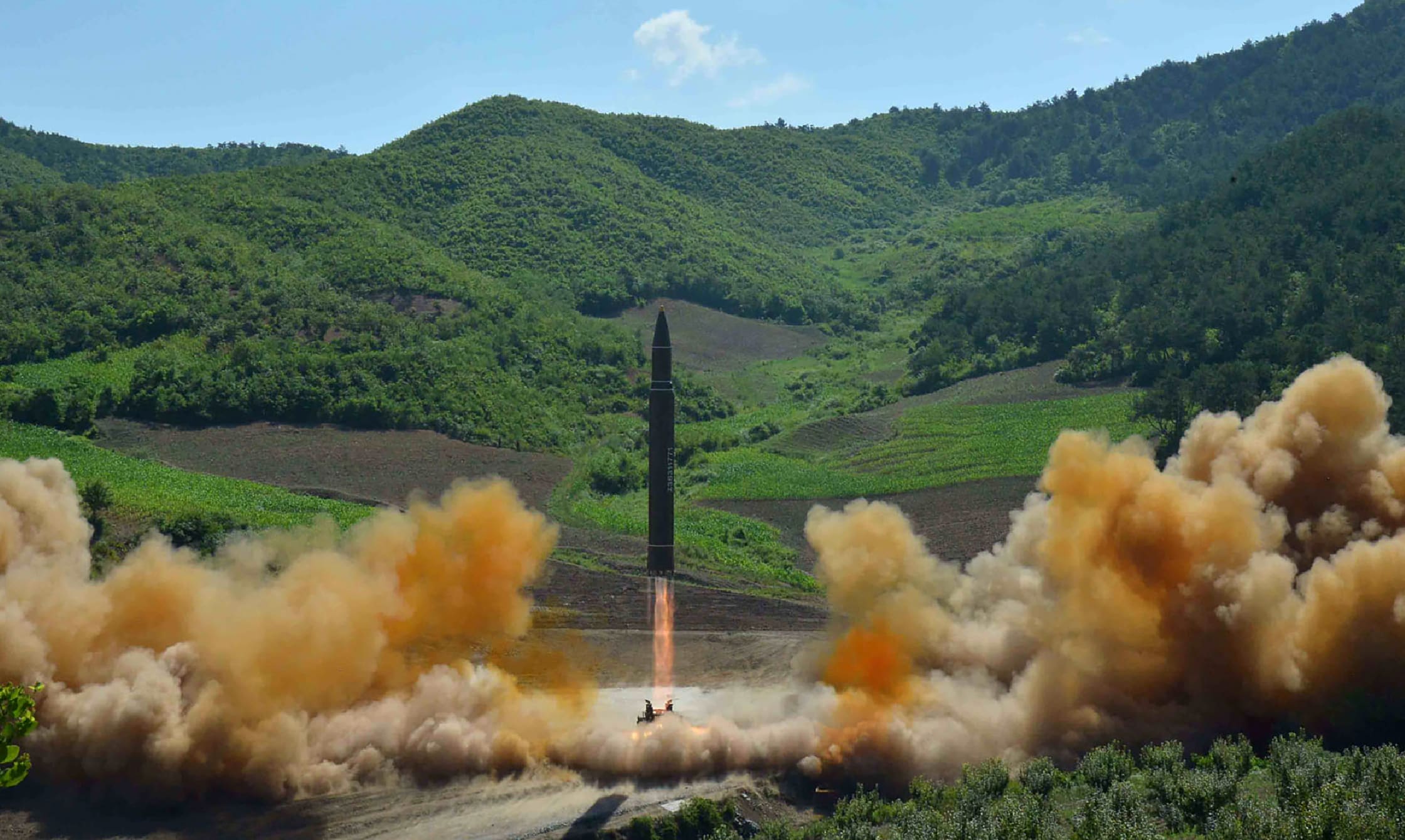 North Korea's official Korean Central News Agency (KCNA) released an image of the intercontinental ballistic missile Hwasong-14 at an undisclosed location.