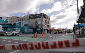 Emergency tape remains at the scene of a fatal fire at Loafers Lodge in Wellington on 16 May, 2023.