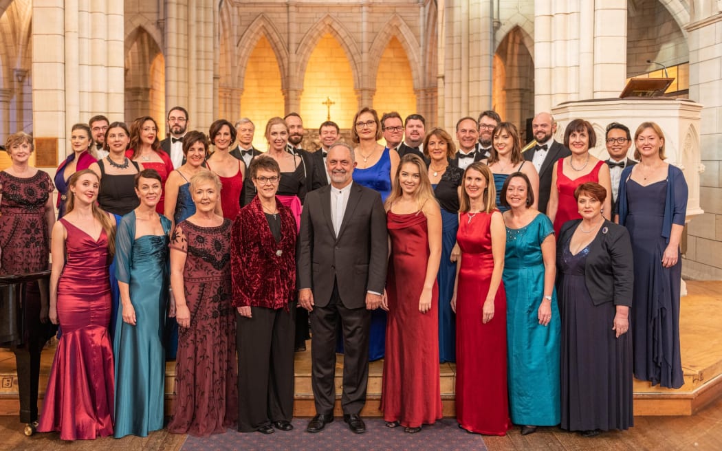 Auckland choir Viva Voce, with their Musical Director John Rosser
