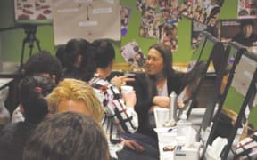 Wanganui's Carly Jane Smith with participants on the Te Korowai Aroha program.