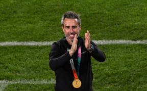 Spain's head coach Jorge Vilda applauds the crowd after his side won the Australia and New Zealand 2023 Women's World Cup final football match between Spain and England at Stadium Australia in Sydney on August 20, 2023.