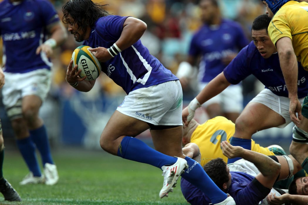 Seilala Mapusua finds space during Manu Samoa's famous win over Australia in 2011.