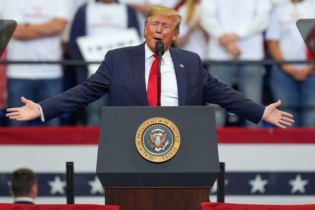 President Donald Trump speaks during a campaign rally at the Rupp Arena on November 4, 2019 in Lexington, Kentucky.