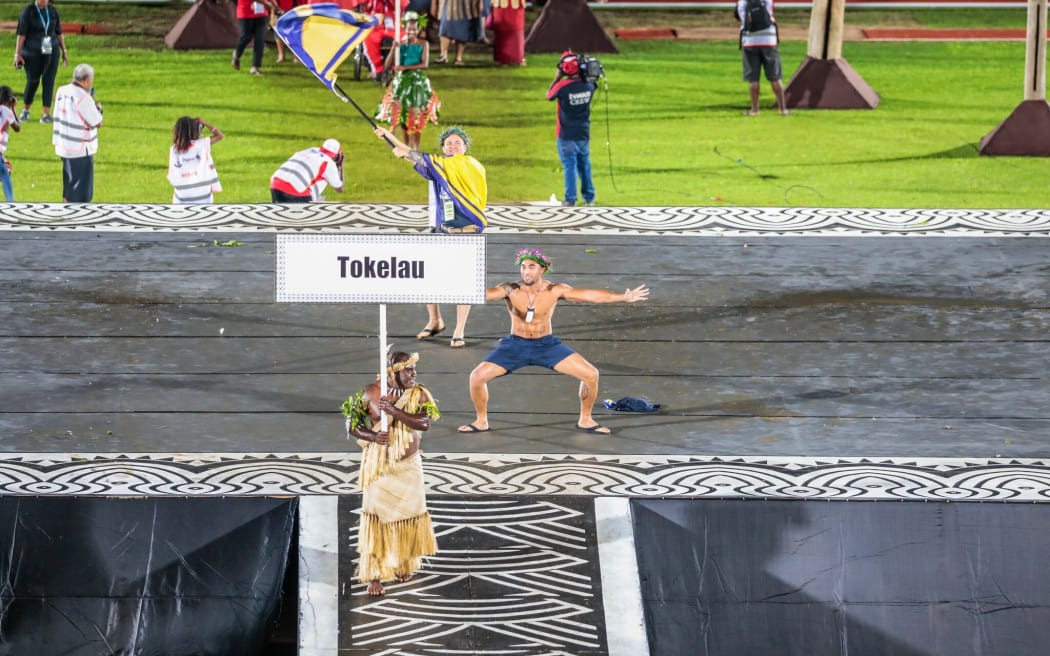 Ilai Elekana Manu represented Tokelau at the Pacific Mini Games Opening Ceremony in Port Vila.