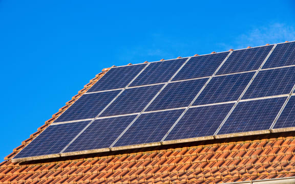 Solar panels on a roof.