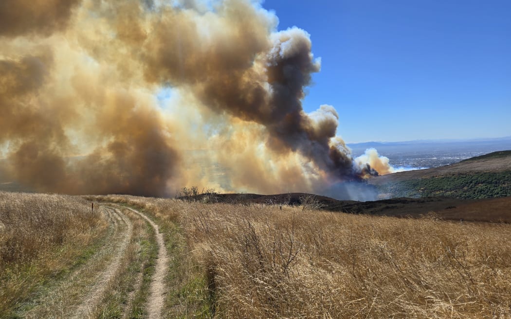 Fire in the Port Hills on 14 February 2024.