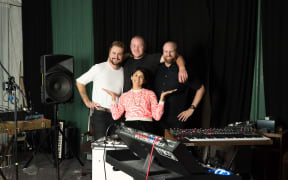 James Paul, Alexander Green, Mike Isaacs and Yadana Saw in Groeni's headquarters.
