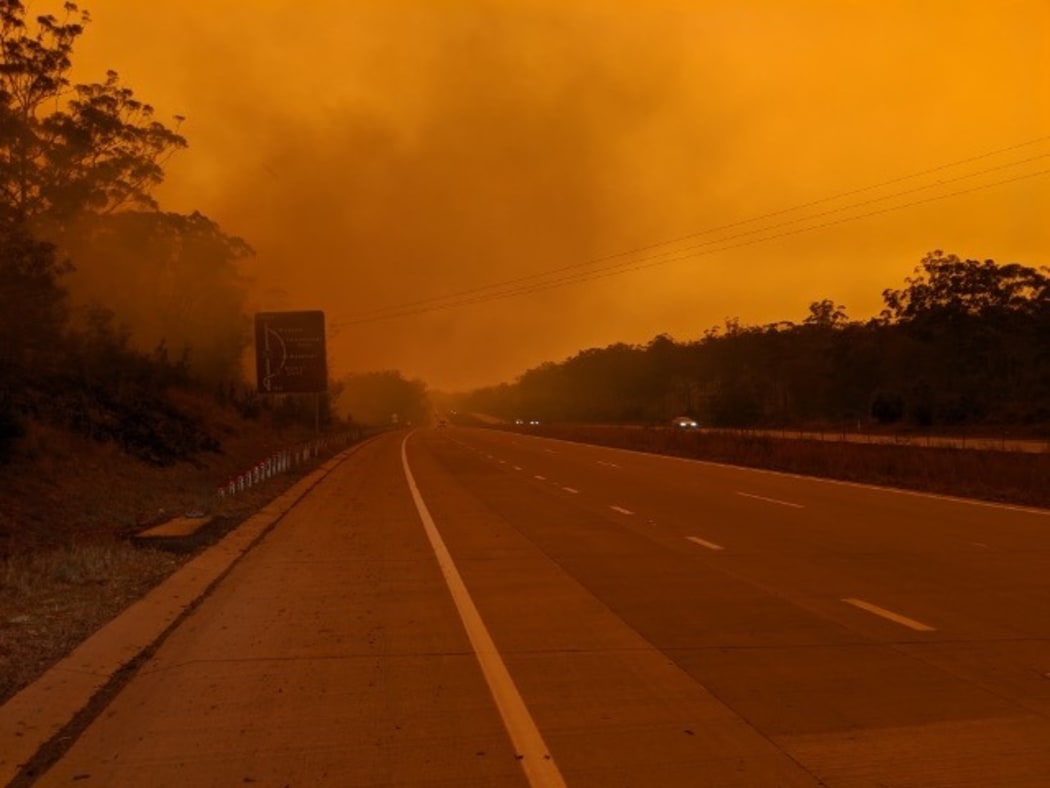 The fires around Port Macquarie have given the entire region an eerie orange tinge, with one resident describing the scene as "apocalyptic".