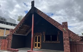 The burned wharenui at Hui Te Rangiora Marae in Hamilton.