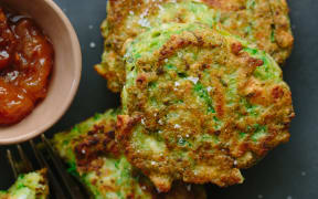 Pea, Mint and Halloumi Fritters