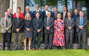 Environment Canterbury councillors David East (back, left, Christchurch North East), Claire McKay (North Canterbury), Tutehounuku Korako (Ngāi Tahu), Iaean Cranwell (Ngāi Tahu), Joe Davies (Christchurch North East), Nick Ward (South Canterbury), Deputy Chairperson Deon Swiggs (Christchurch West), Paul Dietsche (Christchurch South), Grant Edge (front, left, North Canterbury), Greg Byrnes (Christchurch Central), Vicky Southworth (Christchurch South), Chairperson Craig Pauling (Christchurch West), Peter Scott (South Canterbury), Genevieve Robinson (Christchurch Central), Ian Mackenzie
(Mid Canterbury) and John Sunckell (Mid Canterbury). Photo: Supplied by Environment Canterbury