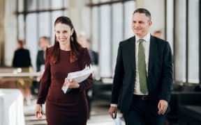 Prime Minister Jacinda Ardern with Climate Change Minister James Shaw.