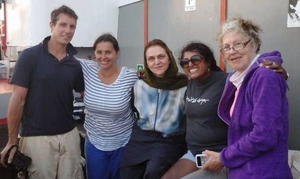 Ruwani Perera and Jacob Bryant with other international participants aboard Freedom Flotilla ship ‘Marianne’.