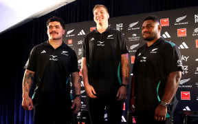 All Black debutants from left: Du'Plessis Kirifi, Fabian Holland, Timoci Tavatavanawai.