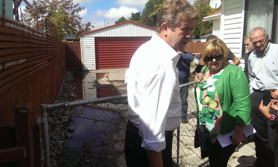 David Cunliffe with affected residents.