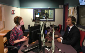 Prime Minister Bill English in the Wellington studio with presenter Susie Ferguson.