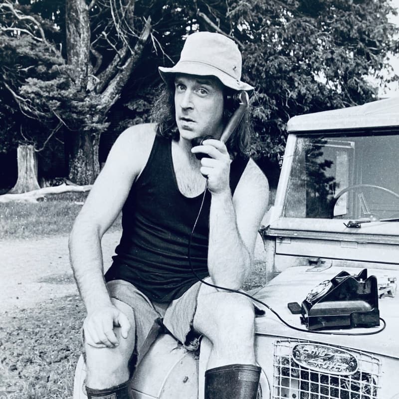 John Clarke as the gumboot-clad Taihape farmer Fred Dagg.