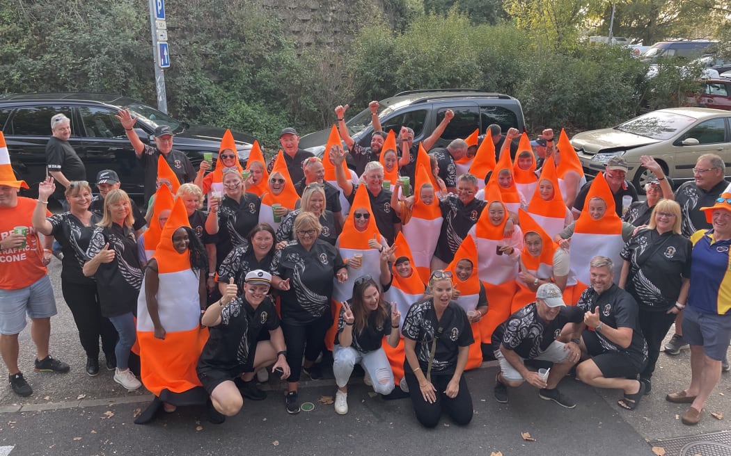 The group heading to All Blacks vs Uruguay in Lyon.