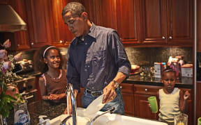 Barack Obama and his daughters
