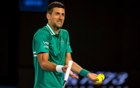 MELBOURNE, VIC - FEBRUARY 12: Novak Djokovic of Serbia shows his frustration to the people in his players box about the behaviour of the crowd during round 3 of the 2021 Australian Open on February 12 2020, at Melbourne Park in Melbourne, Australia. (Photo by Jason Heidrich/Icon Sportswire)
