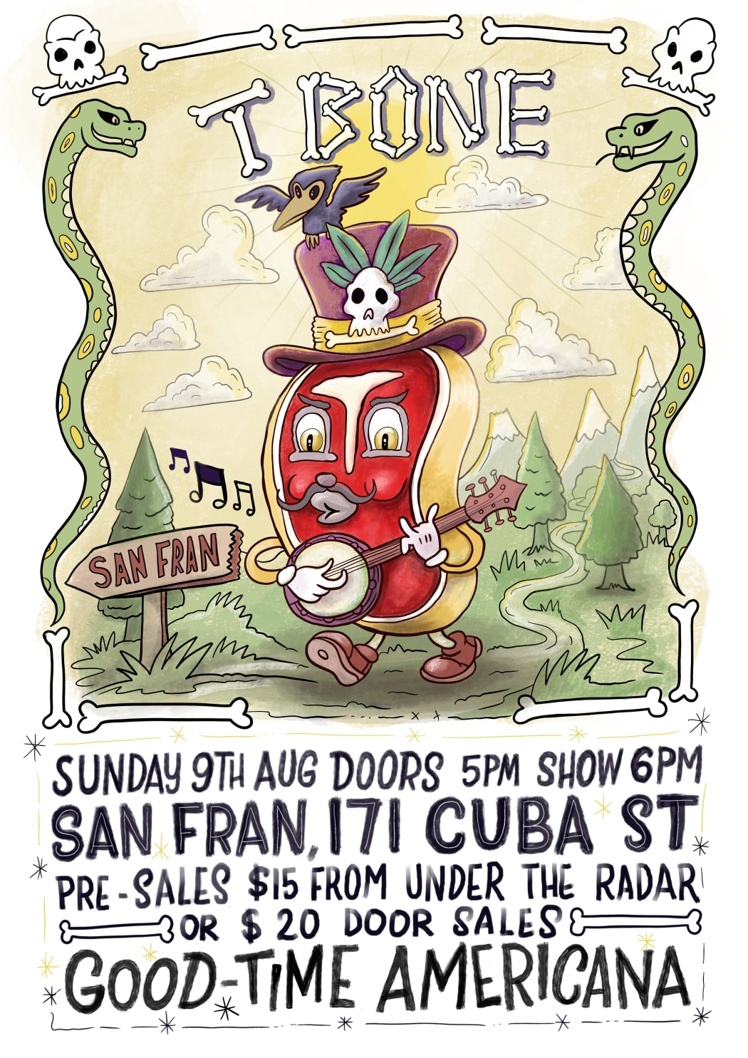 T-bone San Fran Gig Poster