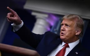 US President Donald Trump speaks to the press in the Brady Briefing Room of the White House in Washington, DC, on August 10, 2020.