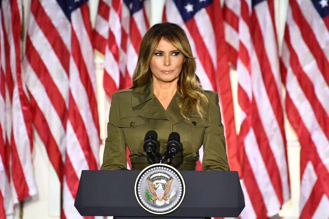 US First Lady Melania Trump addresses the Republican Convention.