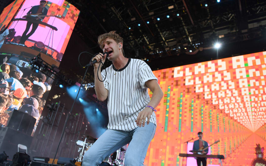 Dave Bayley of the band Glass Animals performs at the 2017 Panorama Music Festival on Randall's Island in New York on July 30, 2017. (Photo by ANGELA WEISS / AFP)