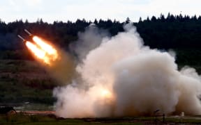 Russia's TOS-1A Solntsepek, a multi-barrel rocket launch (MBRL) system is demonstrated  in Kubinka.